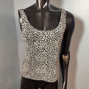 Alex Evenings Black and White Textured Tank Top
